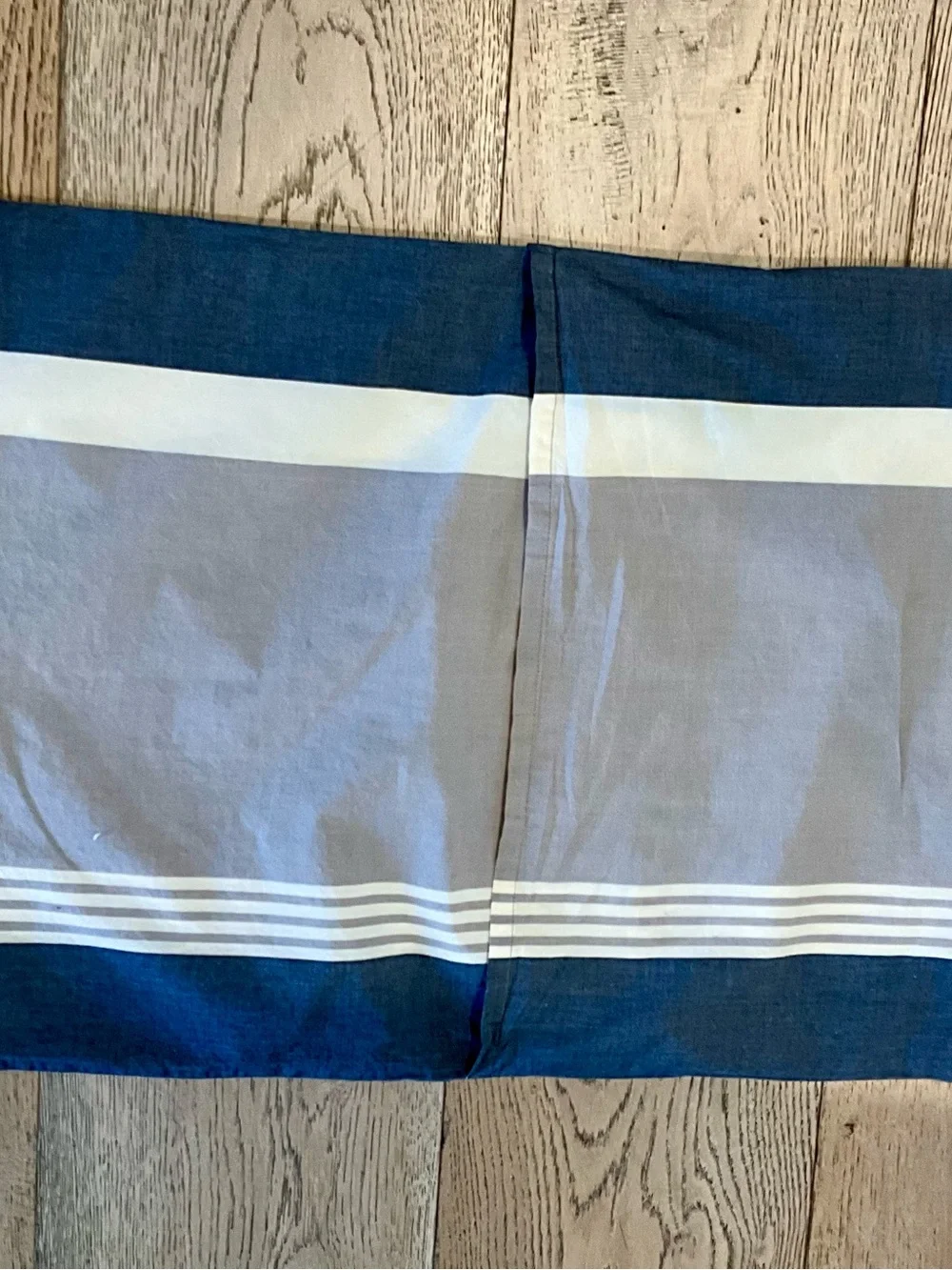 PB Teen Beachstone Stripe Standard Sham | Navy Gray Ivory | 100% Cotton